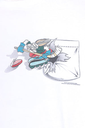 WARNER BROS Looney Tunes 1995 Hockey Front Back Single Stitch Tee (M)