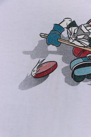 WARNER BROS Looney Tunes 1995 Hockey Front Back Single Stitch Tee (M)