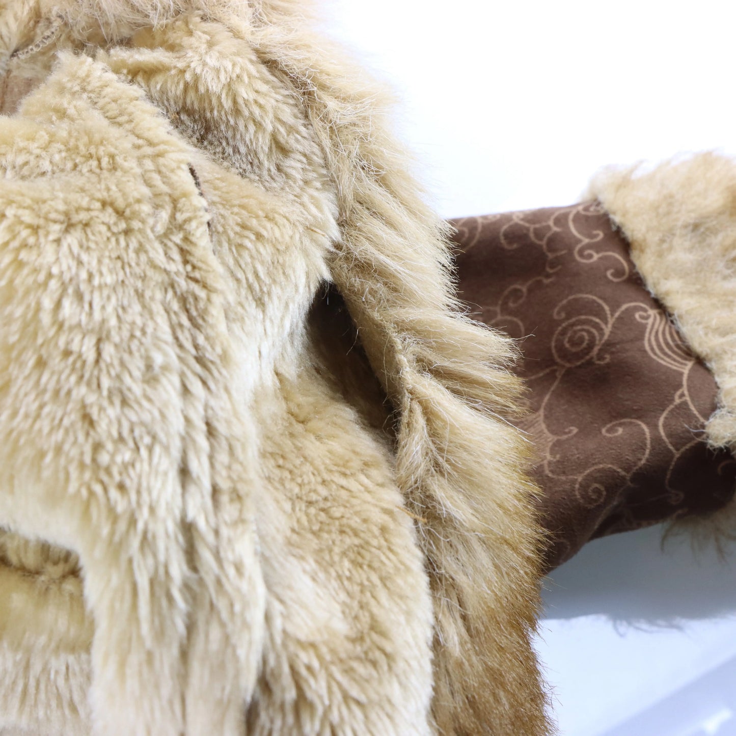 BABY PHAT Brown & Tan Y2K Gold Embroidered Faux Fur Lined Coat (Women's M)