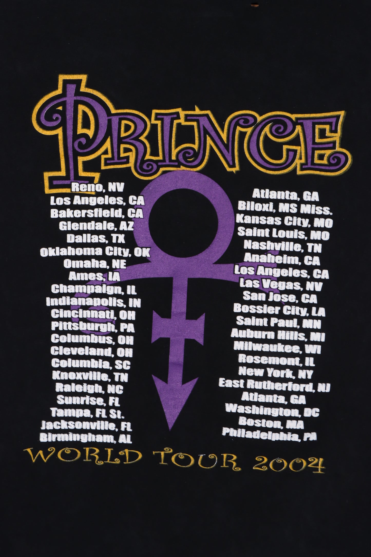 Prince 2004 'Musicology' World Tour Front Back T-Shirt (XL)