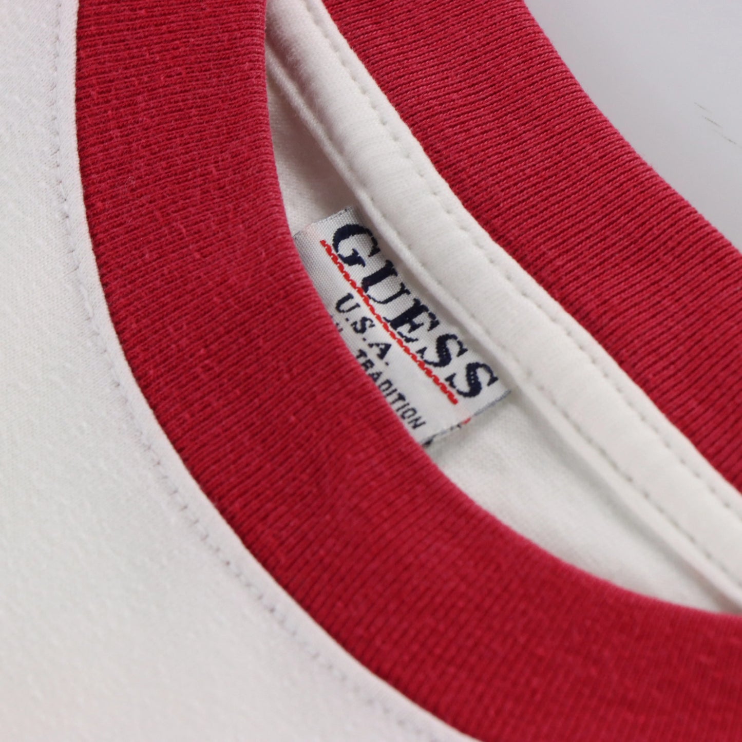 Vintage GUESS X USA ATHLETICS USA Made Ringer Tee (XXS-XS)