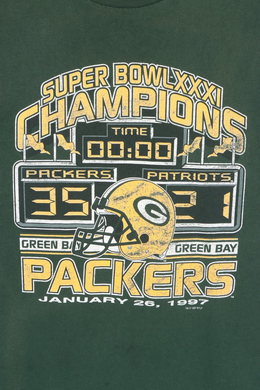 NFL Green Bay Packers 1997 XXXI Super Bowl Champions LOGO 7 T-Shirt (XL)
