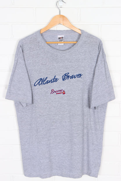 MLB Atlanta Braves Embroidered Spell Out Logo T-Shirt (XL)