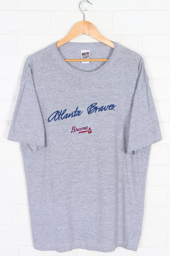 MLB Atlanta Braves Embroidered Spell Out Logo T-Shirt (XL)