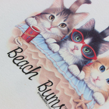 Vintage 'Beach Bums' Cats Front Back Ringer Baby Tee (M)
