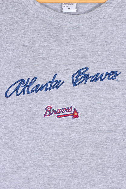 MLB Atlanta Braves Embroidered Spell Out Logo T-Shirt (XL)