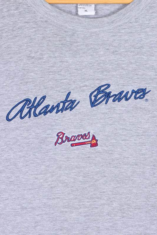 MLB Atlanta Braves Embroidered Spell Out Logo T-Shirt (XL)