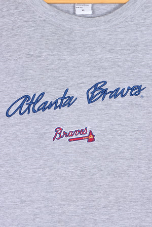 MLB Atlanta Braves Embroidered Spell Out Logo T-Shirt (XL)