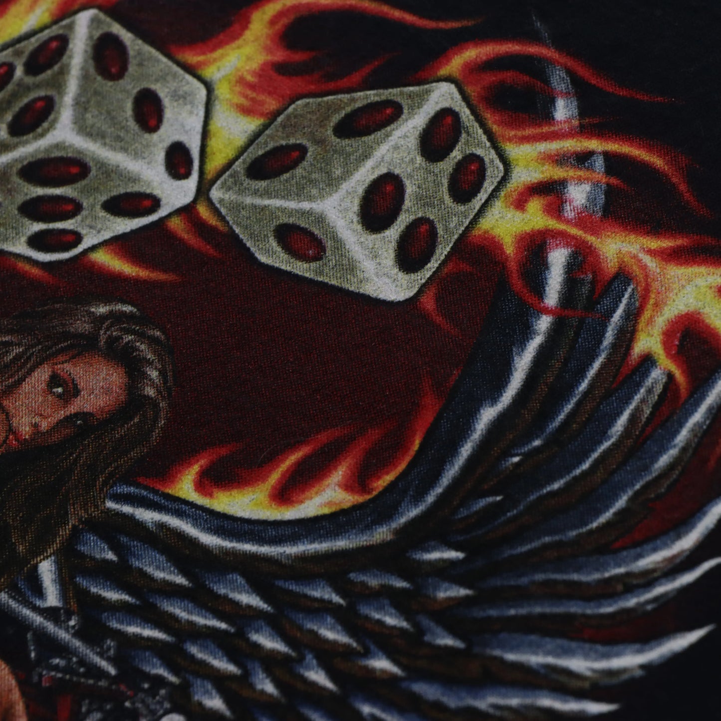 Vintage Flame Angel Motorcycle Girl Boxy 'Soft-Tail' T-Shirt (XXL)