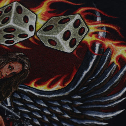 Vintage Flame Angel Motorcycle Girl Boxy 'Soft-Tail' T-Shirt (XXL)