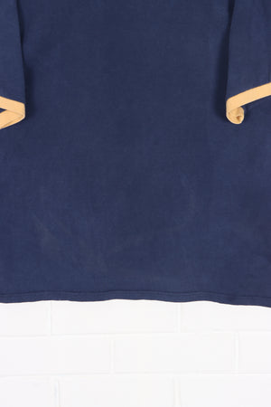 NIKE Navy & Gold Embroidered Swoosh Logo Ringer T-Shirt (XL)