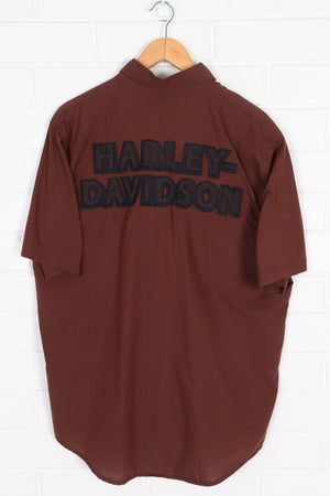 HARLEY DAVIDSON Brown Front Back Short Sleeve Shirt (L)