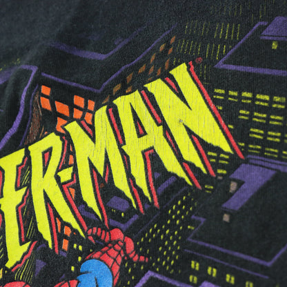 Vintage 1994 Marvel Comics Spiderman USA Made Black Single Stitch T-Shirt (M) Vintage Sole Melbourne
