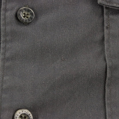 HARLEY DAVIDSON Embroidered Willie G. Skull Patch Grey Button-Down Short Sleeve Shirt (XXL-XXXL)