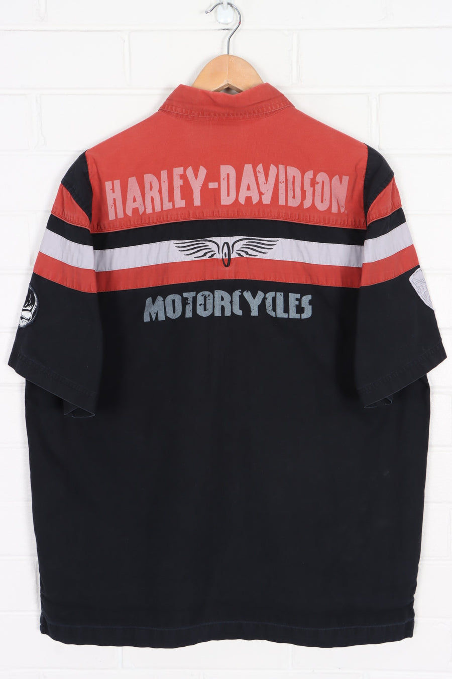 HARLEY DAVIDSON Colour Block Short Sleeve Mechanics Shirt (L)