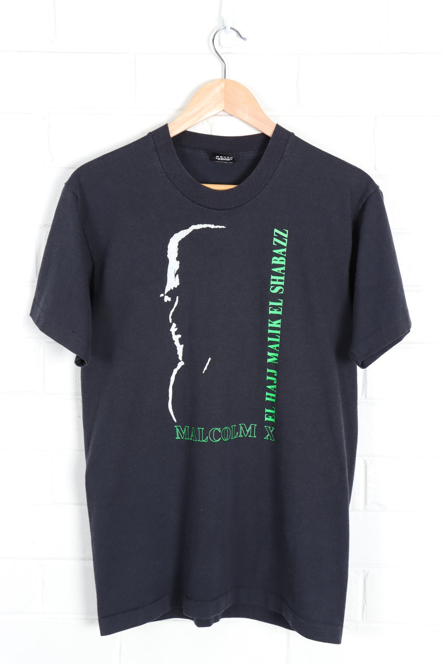 Malcolm X Silhouette 'El Hajj Malik El Shabazz' Fluro Green Print Tee (M-L)