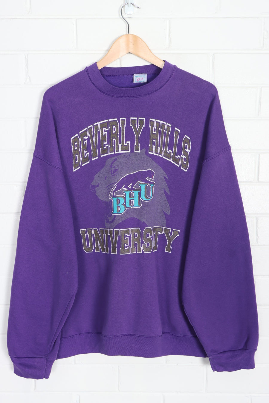 Beverley Hills University Varsity Spell Out Logo Sweatshirt USA Made (XXL)