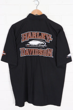 HARLEY DAVIDSON "Screamin Eagle" Pin Stripe Short Sleeve Shirt (L)