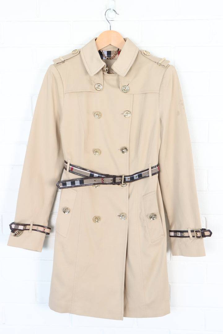 REPLICA Burberry Beige Nova Check Belt Trench Coat (Women's 8)