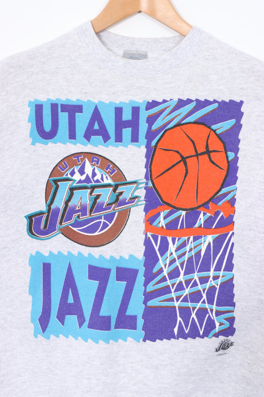 NBA Utah Jazz 90s Retro LOGO 7 Sweatshirt USA Made (L TALL)