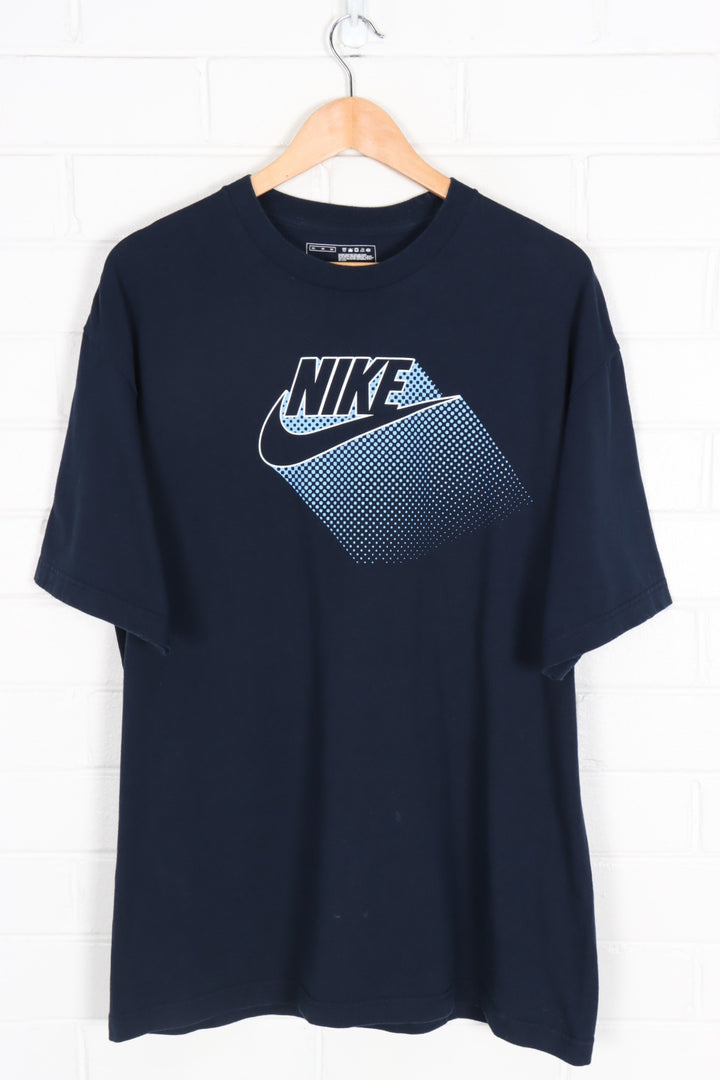 NIKE Swoosh Blue Dots Spell Out Navy Tee (XL)