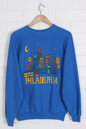 Philadelphia Retro Puff Print Night Skyline Sweatshirt (M-L)