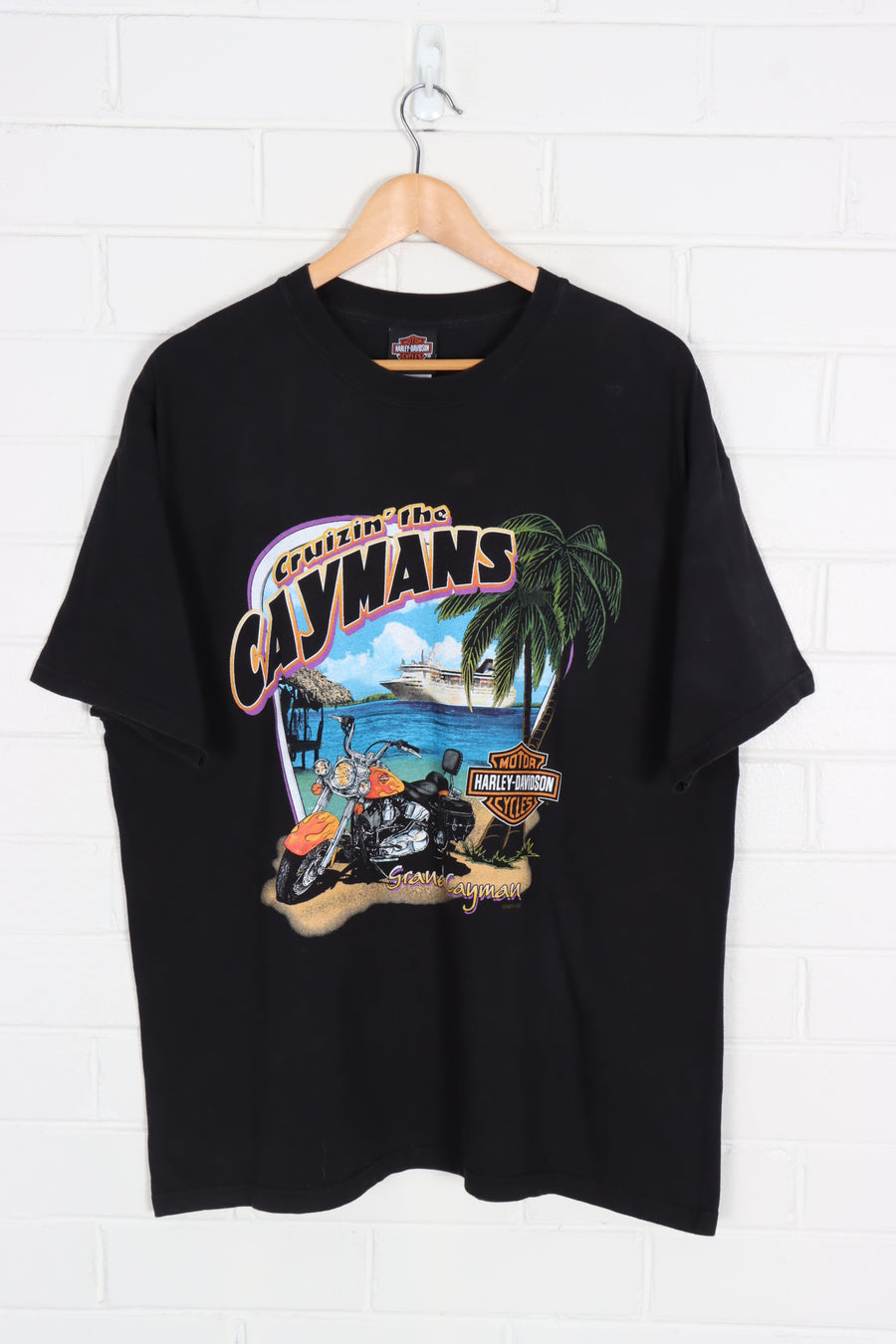 HARLEY DAVIDSON Caymans Pirate Front Back Tee USA Made (XL)