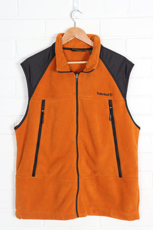 TIMBERLAND Burnt Orange & Black Panel Fleece Vest (XL)