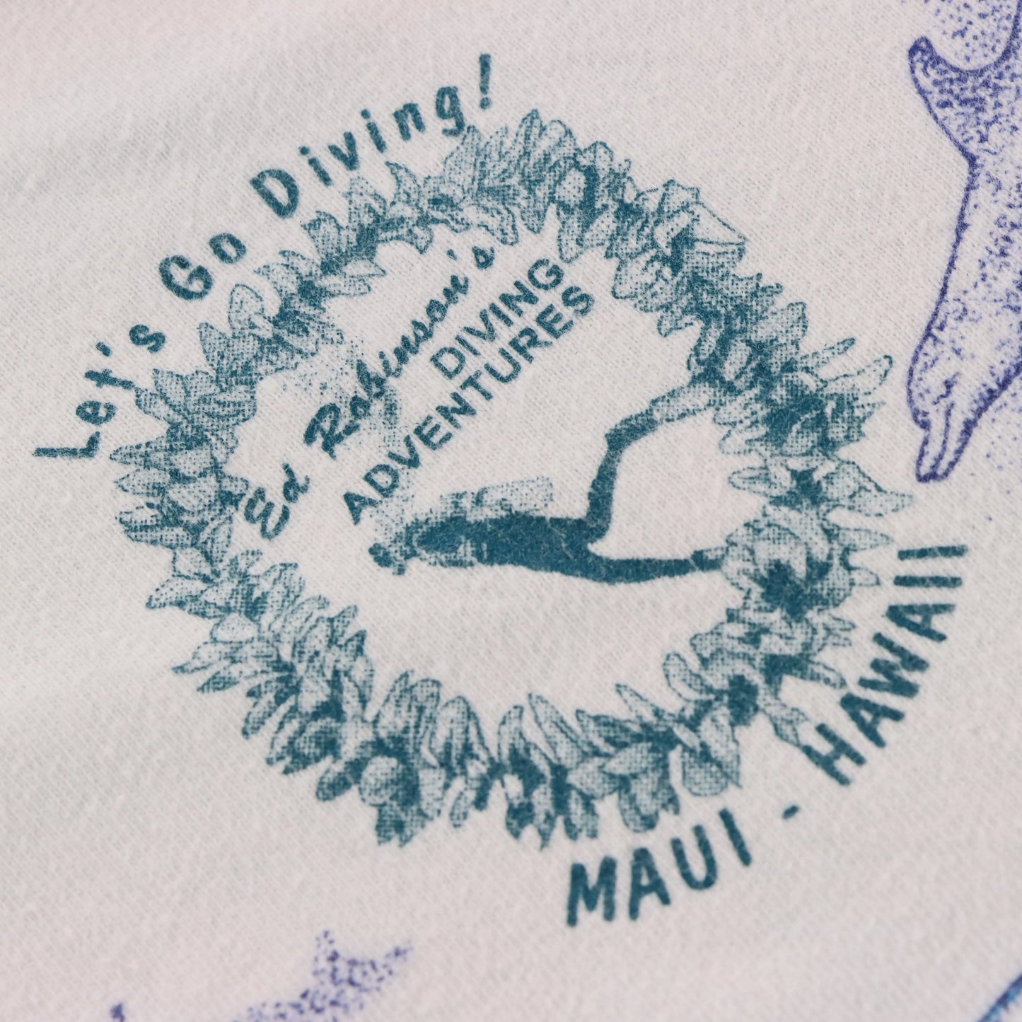 Vintage 1992 Hawaiian Whales All Over Print 'Ed Robinson’s Diving Adventures' Tee USA Made (L)