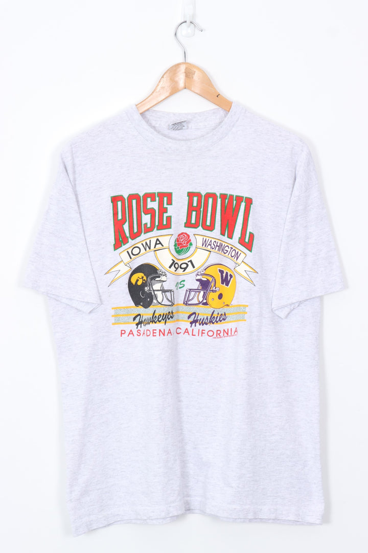 1990 Vintage NFL Rose Bowl Helmet USA Made Football Tee (L)