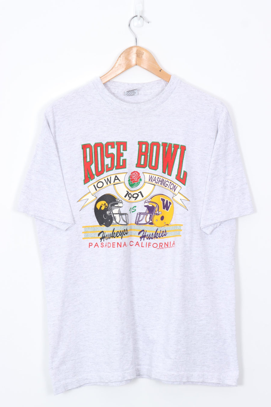 1990 Vintage NFL Rose Bowl Helmet USA Made Football Tee (L)