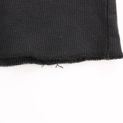 FOX Big Logo Graphic Black Waffle Knit Vintage Long Sleeve Thermal Tee (XL TALL)