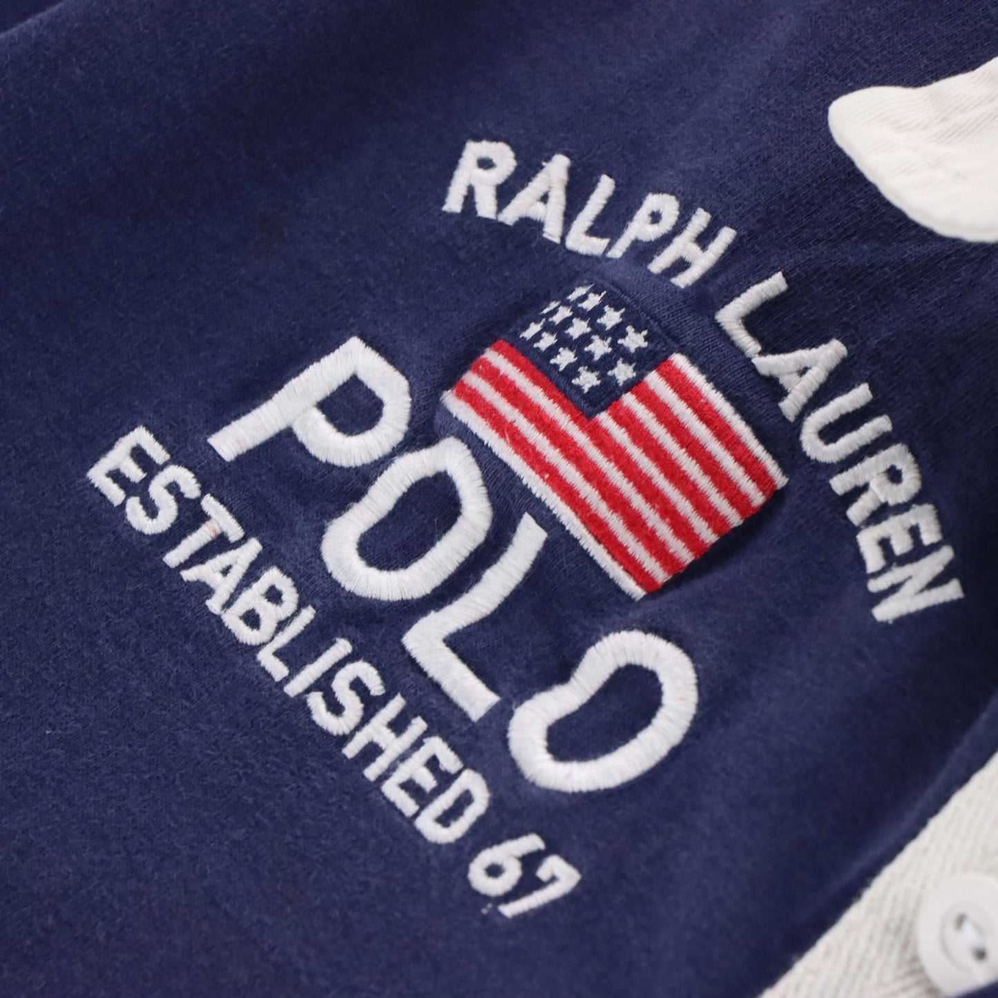 POLO RALPH LAUREN 90's USA 'Established 67' Navy Rugby Sweatshirt (XS-S)