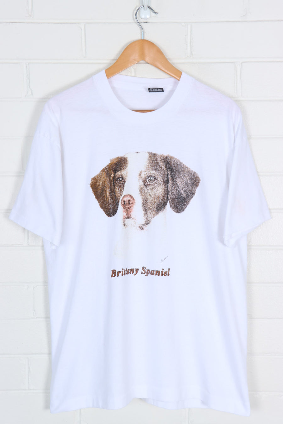 Brittany Spaniel Dog Spears Single Stitch USA Made Tee (XL)