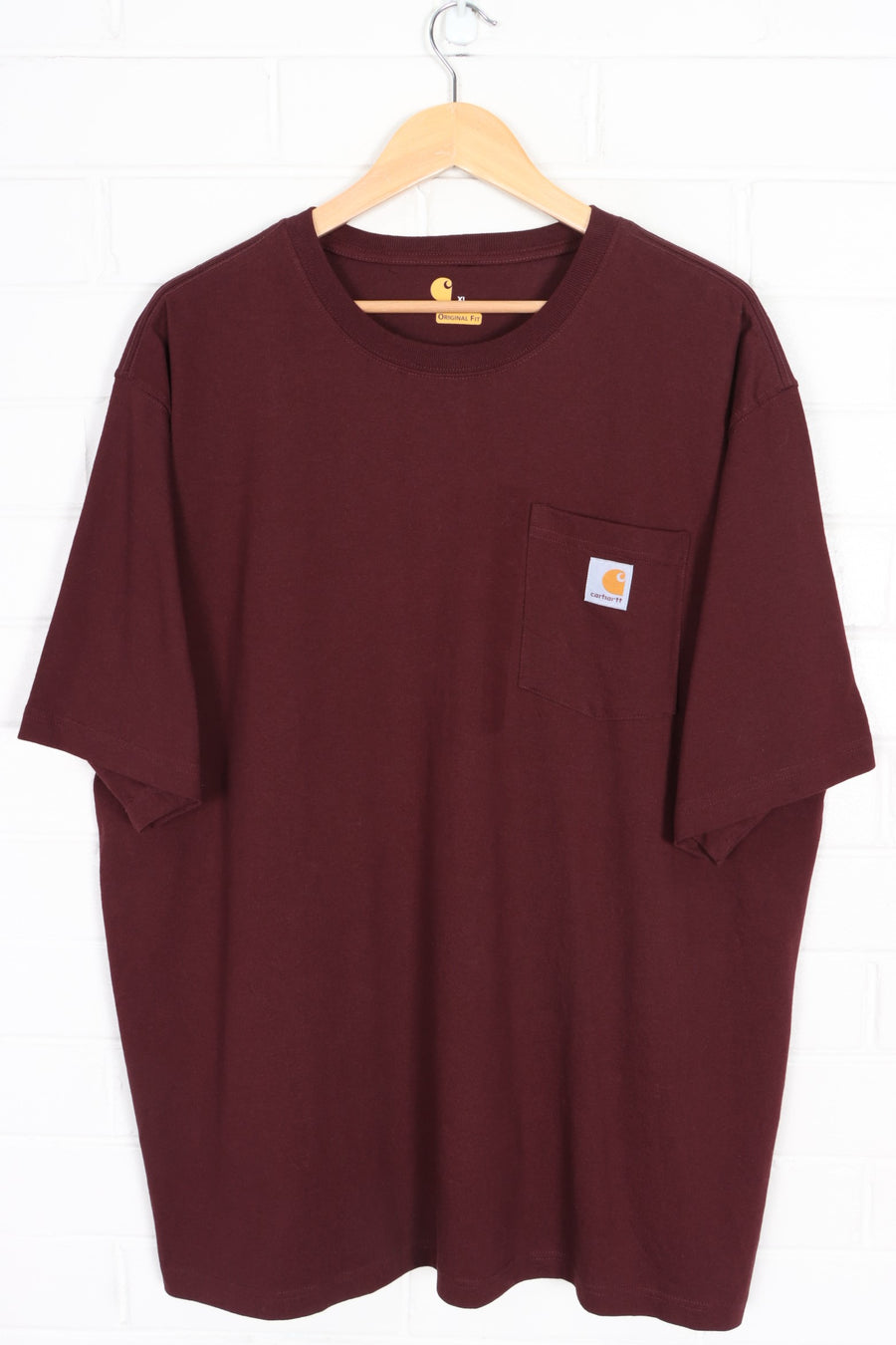 CARHARTT Burgundy Front Pocket Casual T-Shirt (XXL)