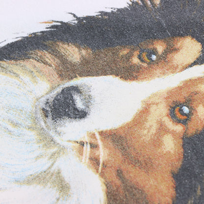 Vintage 90's Sheltie Collie Dog White USA Made Single Stitch T-Shirt (M) Vintage Sole Melbourne