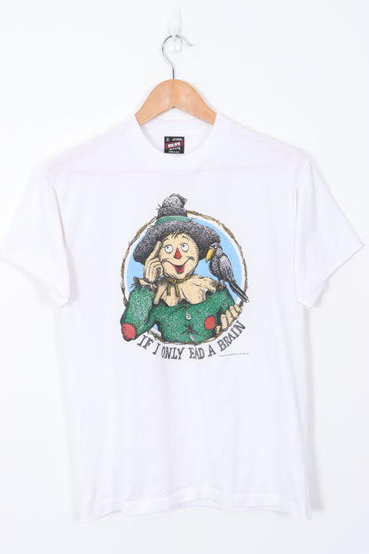 'If Only I Had a Brain' Scarecrow USA Made 50/50 White T-Shirt (M)