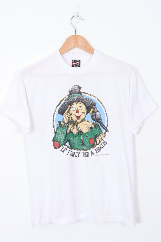 'If Only I Had a Brain' Scarecrow USA Made 50/50 White T-Shirt (M)