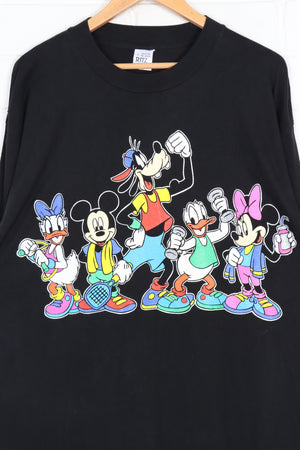 DISNEY Goofy Donald Minnie Daisy & Mickey Glitter Detail Tee (XL)
