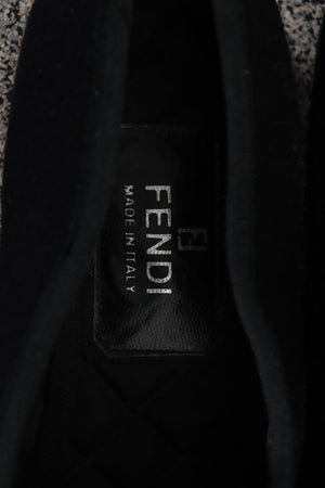 FENDI Embroidered Pointed Toe Felt Flats (8.5)