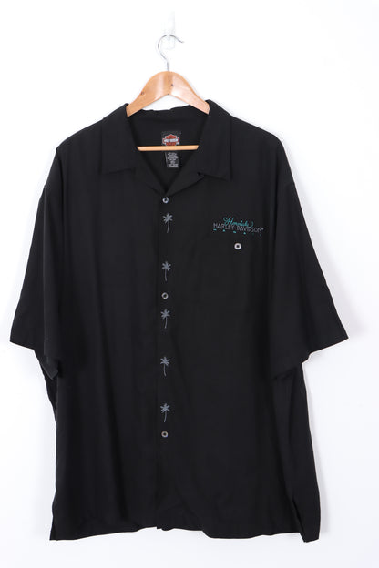 HARLEY DAVIDSON Honolulu Embroidered Short Sleeve Silk Blend Shirt (XXL)