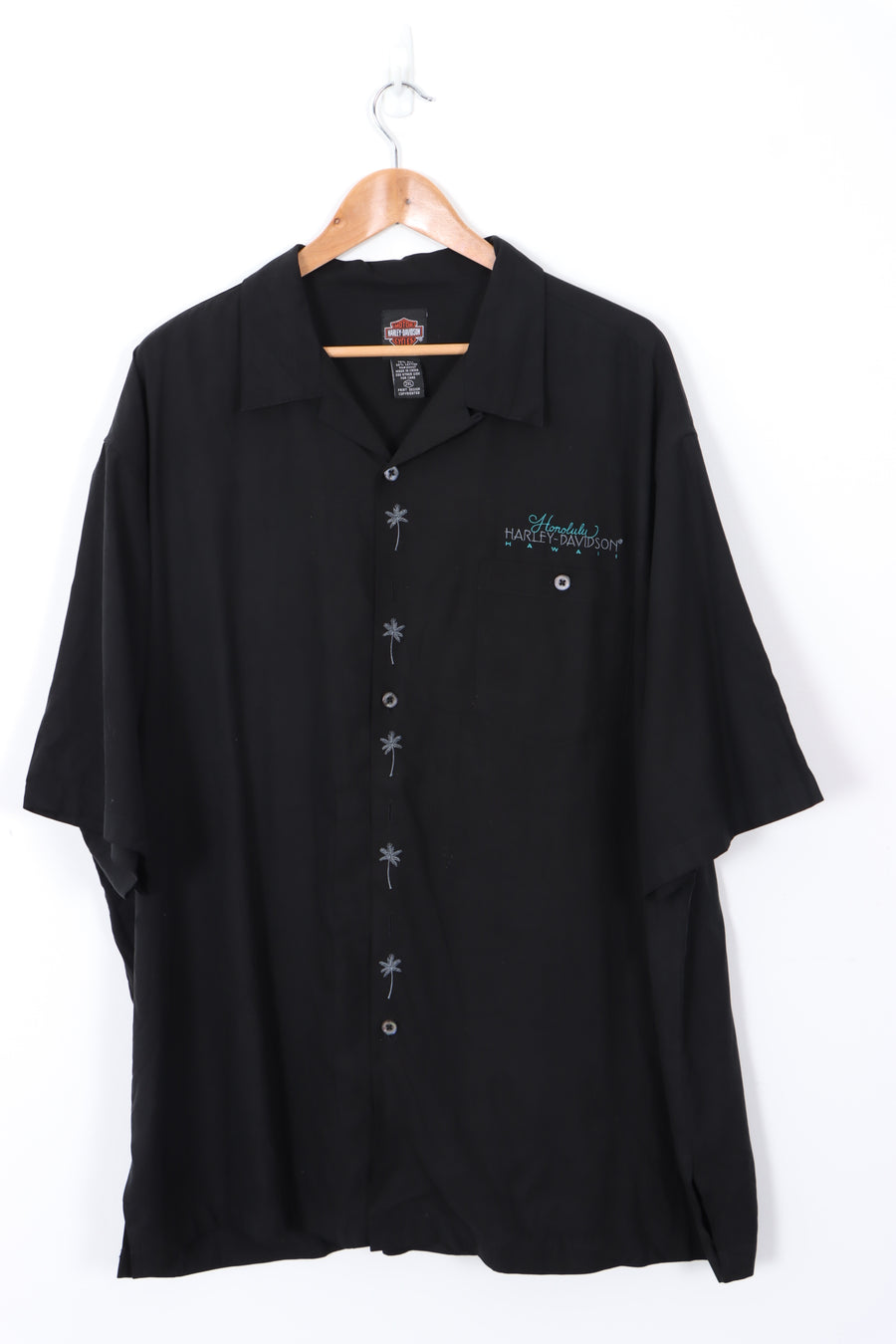 HARLEY DAVIDSON Honolulu Embroidered Short Sleeve Silk Blend Shirt (XXL)