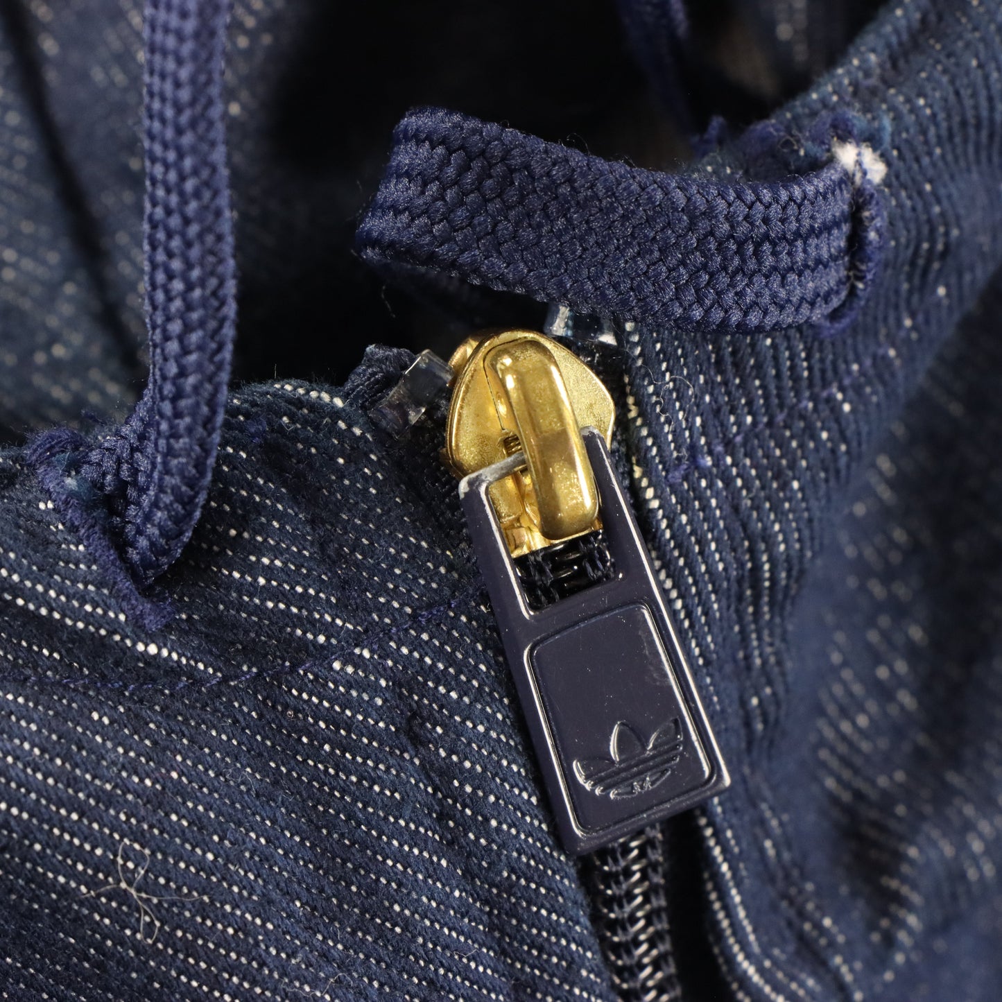 Vintage ADIDAS Gold Foil & Embroidered Logo Retro Blue Denim Hooded Jacket (S) Vintage Sole Melbourne