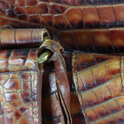 BRAHMIN Vintage 'Kirby' Crocodile Embossed Toasted Almond Leather Shoulder Bag