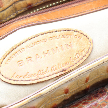 BRAHMIN Vintage 'Kirby' Crocodile Embossed Toasted Almond Leather Shoulder Bag