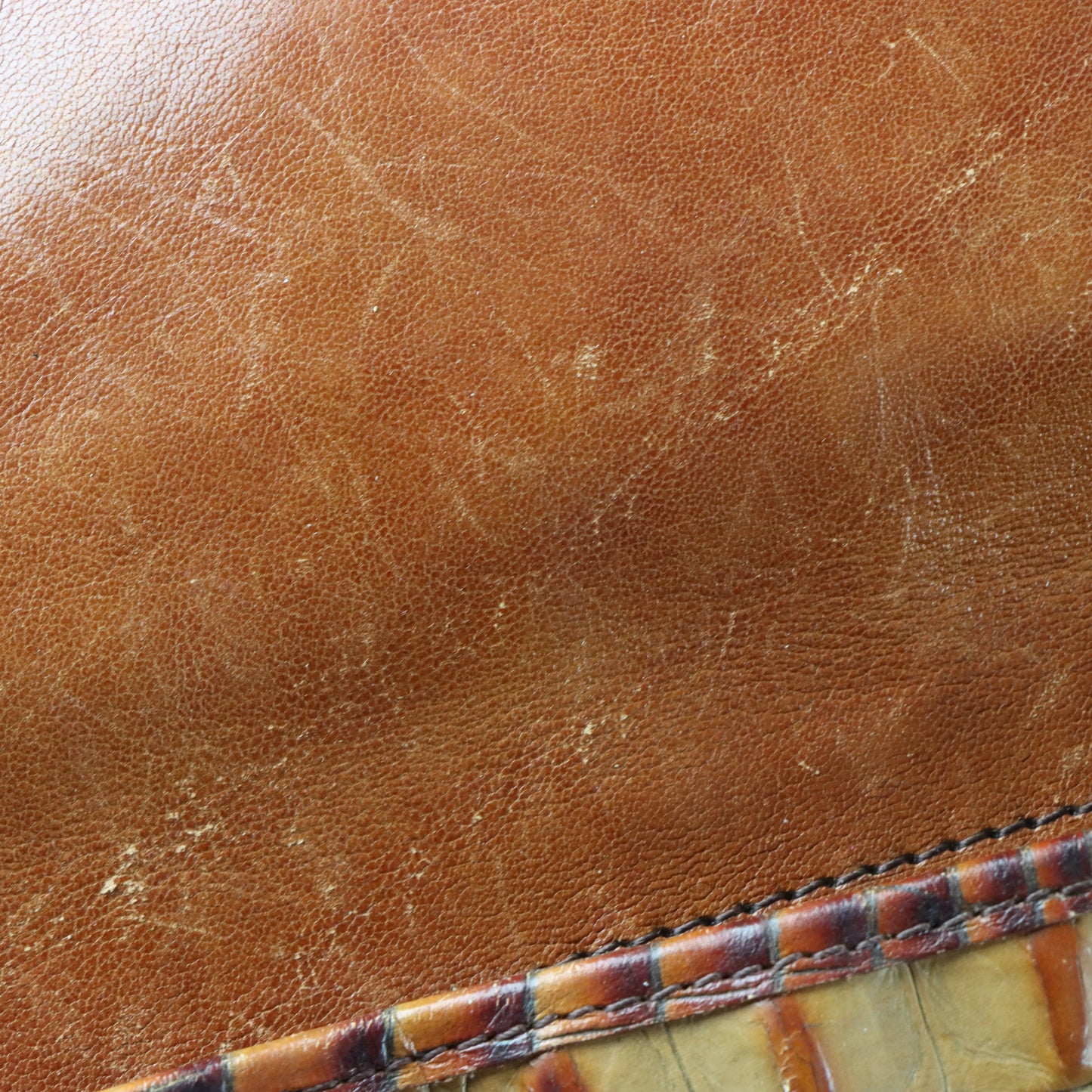 BRAHMIN Vintage 'Kirby' Crocodile Embossed Toasted Almond Leather Shoulder Bag