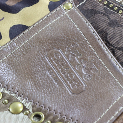 COACH Y2K F0893 Leopard Brown Canvas Patchwork Tote Bag