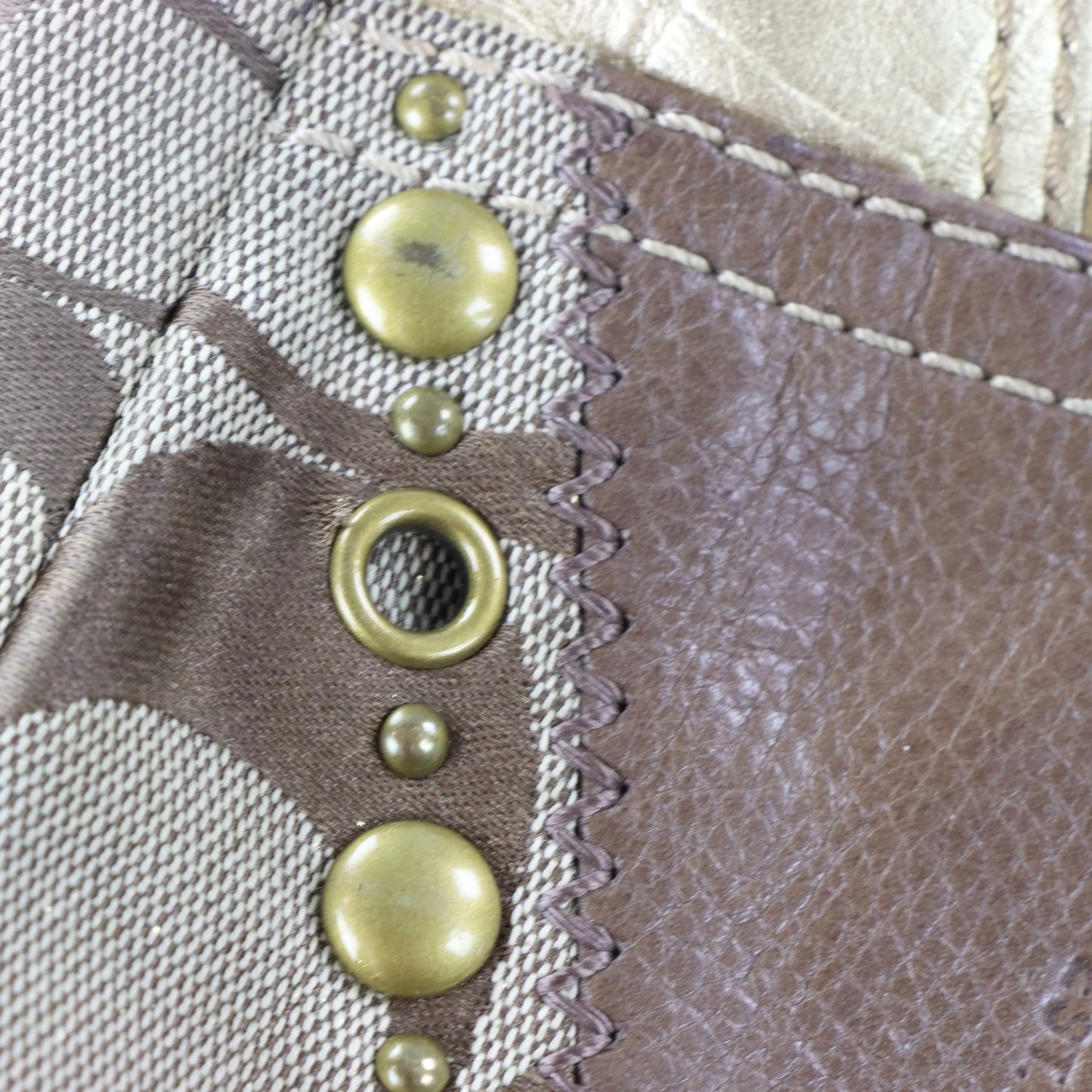 COACH Y2K F0893 Leopard Brown Canvas Patchwork Tote Bag