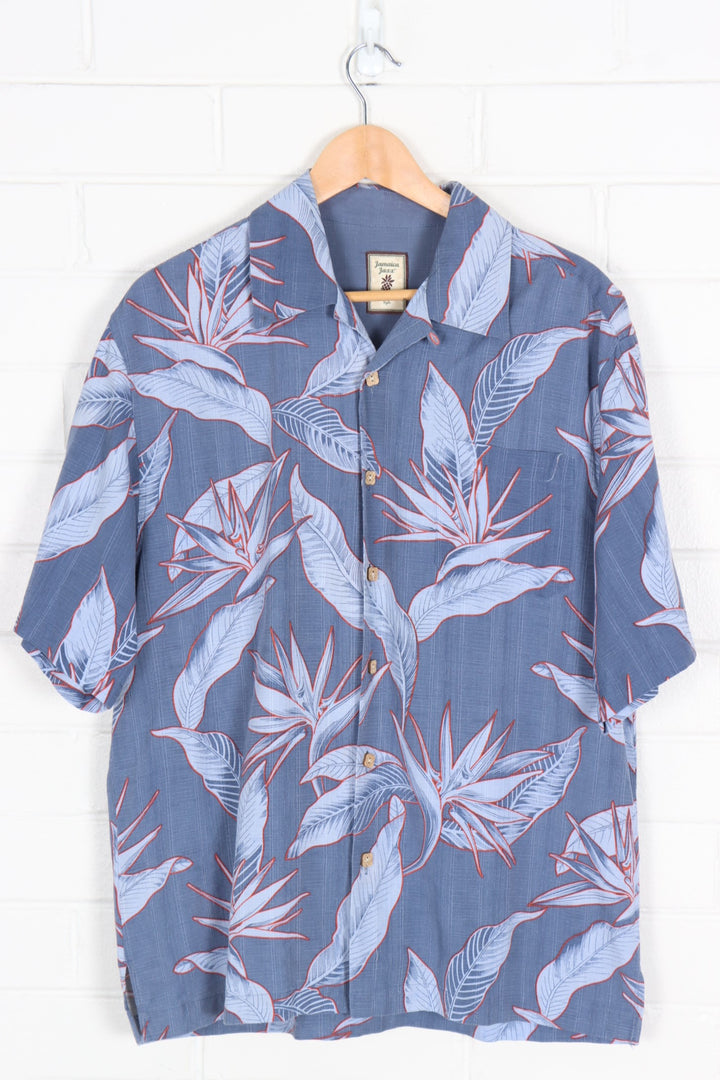 Jamaica Jaxx Blue & Red Short Sleeve Silk Shirt (L-XL)