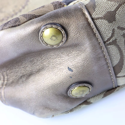 COACH Y2K F0893 Leopard Brown Canvas Patchwork Tote Bag